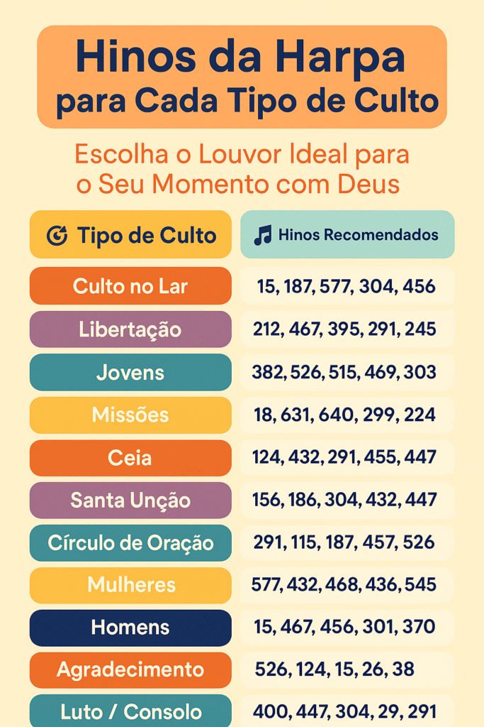 melhores hinos da harpa para todas as ocasiões de culto