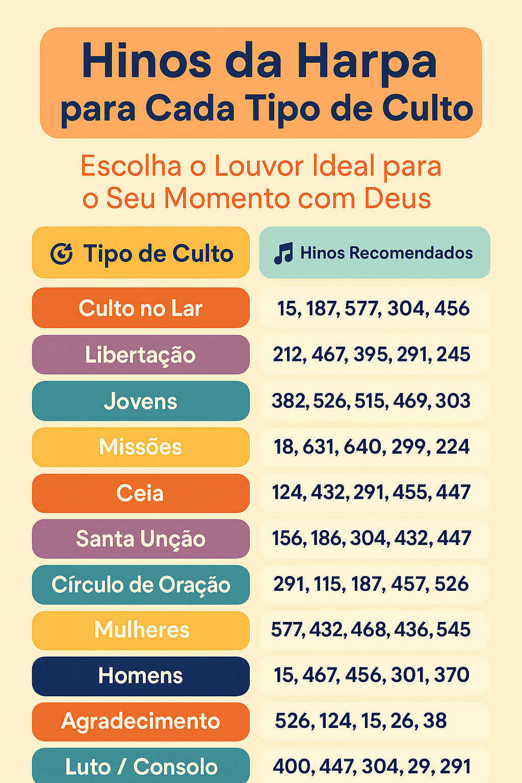 melhores hinos da harpa para todas as ocasiões de culto