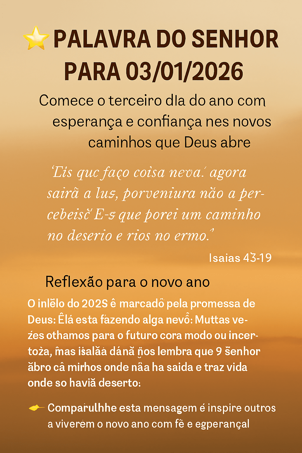 PALAVRA DO SENHOR PARA COISAS NOVAS COMEÇAR O ANO A TODO VAPOR