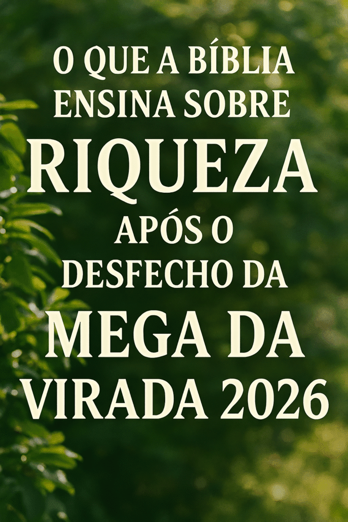 Ilustração comparando a sorte da Mega da Virada com a verdadeira prosperidade e riqueza espiritual, conforme os princípios de avivamento na Bíblia, que trazem renovação espiritual e estabilidade.