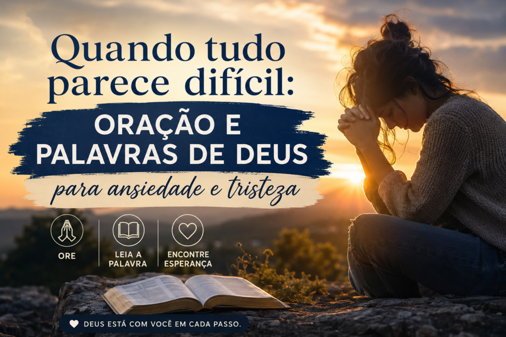 Mulher com expressão pensativa e mãos no rosto, simbolizando a busca por alívio da ansiedade e tristeza. A imagem representa a reflexão e a oração em momentos de dificuldade, onde a fé e as palavras de Deus, como um salmo para ansiedade 121, oferecem consolo.
