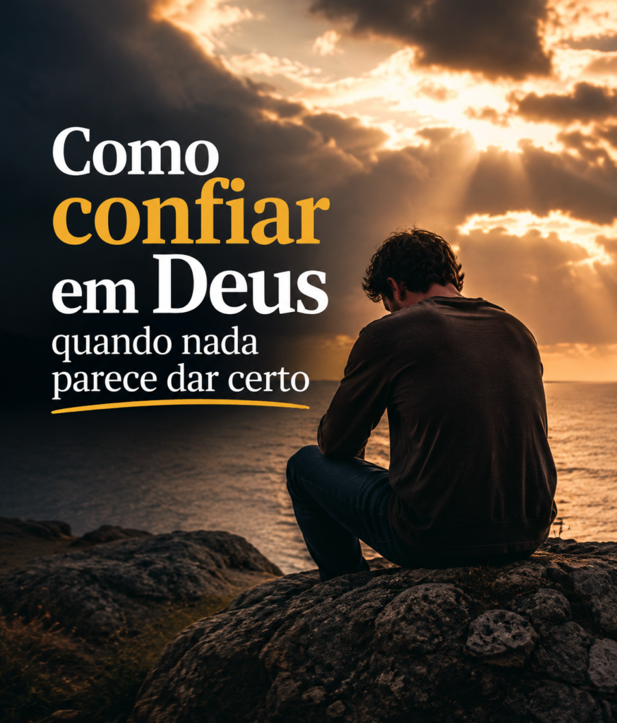 Pessoa em oração, buscando avivamento espiritual e força divina em momentos de incerteza, refletindo a confiança em Deus para superar desafios.
