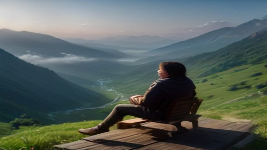 Pessoa meditando ao amanhecer, praticando a oração do suspiro para renovar sua fé em Deus.