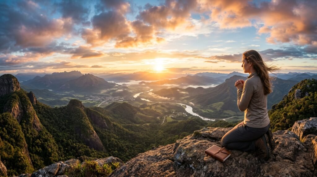 Imagem que simboliza a confiança em Deus, transmitindo força e esperança para o dia. Reflete a fé e a entrega de planos, inspirando um avivamento espiritual e renovação, conforme a palavra sobre avivamento na bíblia.