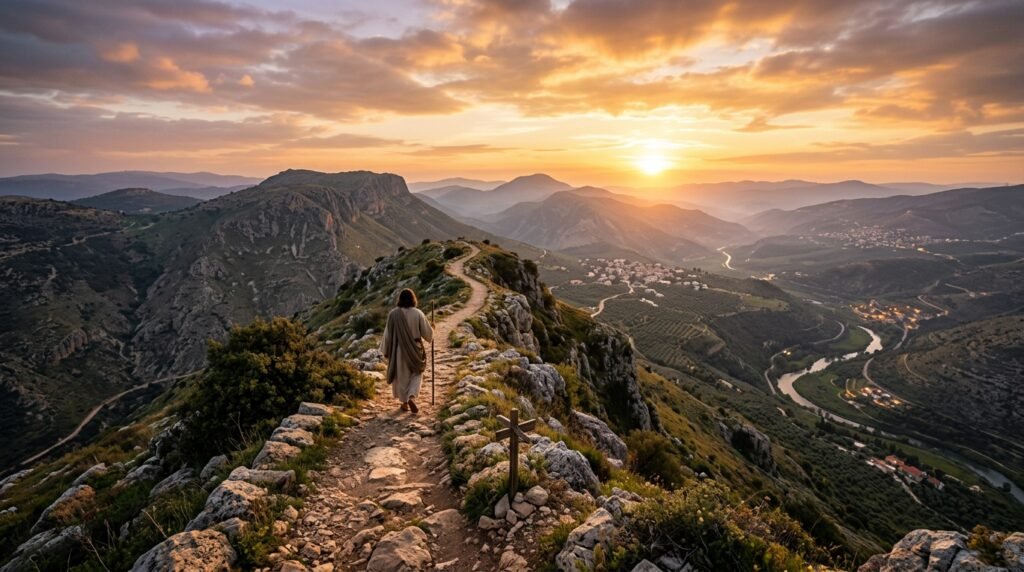 Imagem ilustrativa de Jesus Cristo, o Caminho, a Verdade e a Vida, conforme João 14:6. Simboliza a direção espiritual e o avivamento na bíblia para uma vida de fé.