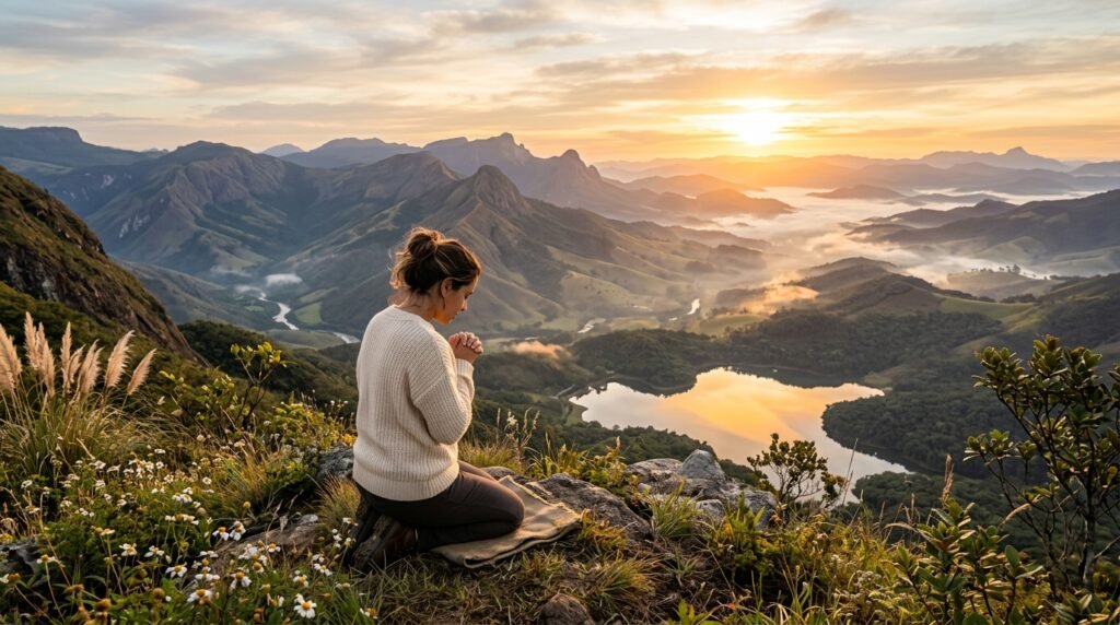 Mãos em oração, buscando paz em Deus e superando pensamentos negativos. A fé e a oração são caminhos para vencer a ansiedade, oferecendo conforto como um salmo para ansiedade.