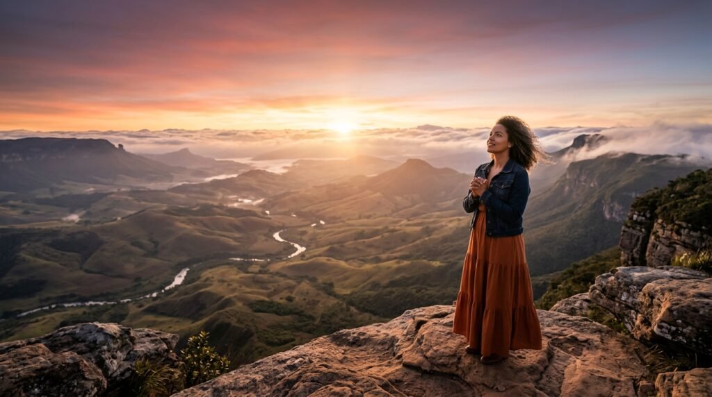 Sarah Beatriz em performance, transmitindo fé e superação. Sua música gospel inspira avivamento espiritual e esperança, fortalecendo a crença.